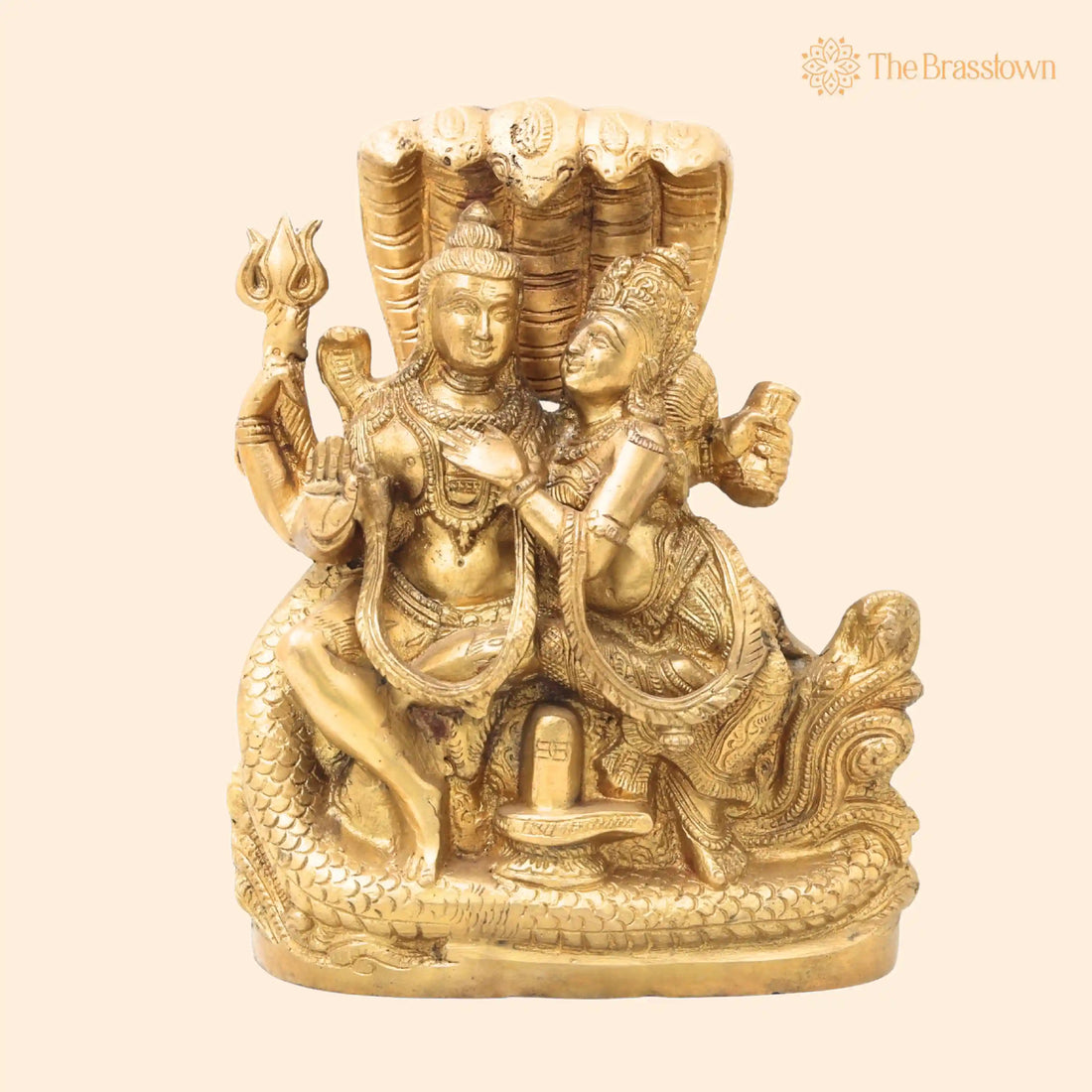 Brass Shiva Parvati Idol – Handcrafted Ardhnarishwar Gauri Shankar Murti, Uma Maheshwar Shiv Shakti Statue for Puja, Home Décor &amp; Gifts 10 Inch 1