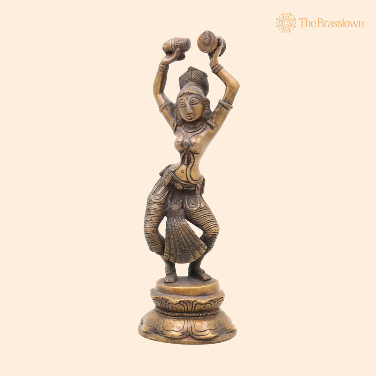 Brass Dancing Apsara Idol – Handcrafted Dancing Lady Showpieces, Apsara, Brass Apsara Idol, Dancing Girl for Puja, Home Mandir &amp; Décor 11.5 Inch 1