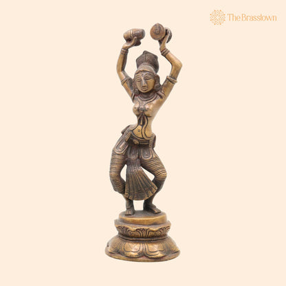 Brass Dancing Apsara Idol – Handcrafted Dancing Lady Showpieces, Apsara, Brass Apsara Idol, Dancing Girl for Puja, Home Mandir &amp; Décor 11.5 Inch 1