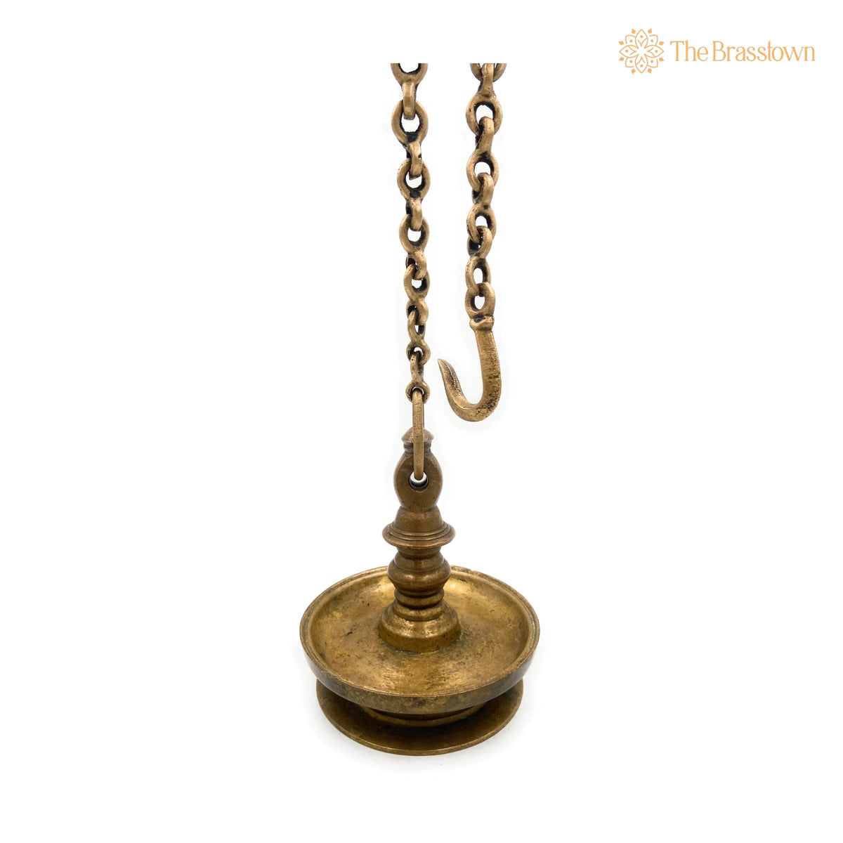 Antique Brass Hanging Lamp – Handcrafted Peetal Pital Pittal Ceiling Lantern for Pooja Room, Temple Light Diya 7 Inch 2