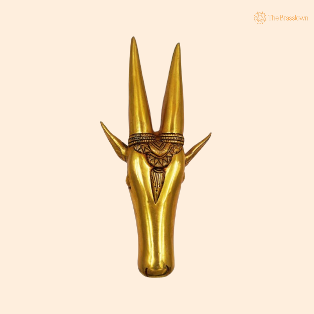 Brass Antelope Wall Mask 12 Inch