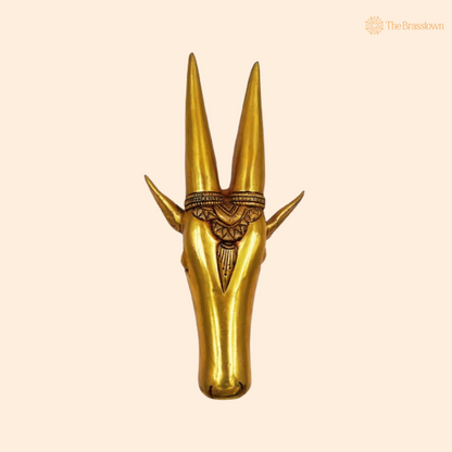 Brass Antelope Wall Mask 12 Inch