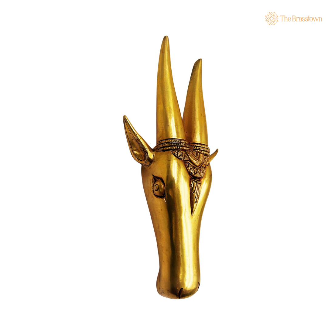 Brass Antelope Wall Mask 12 Inch