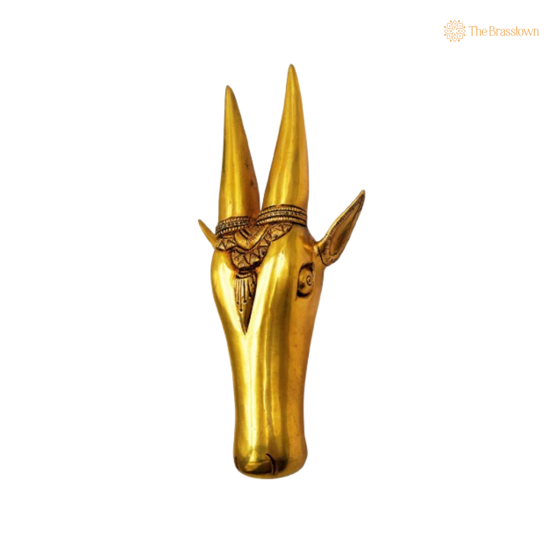 Brass Antelope Wall Mask 12 Inch