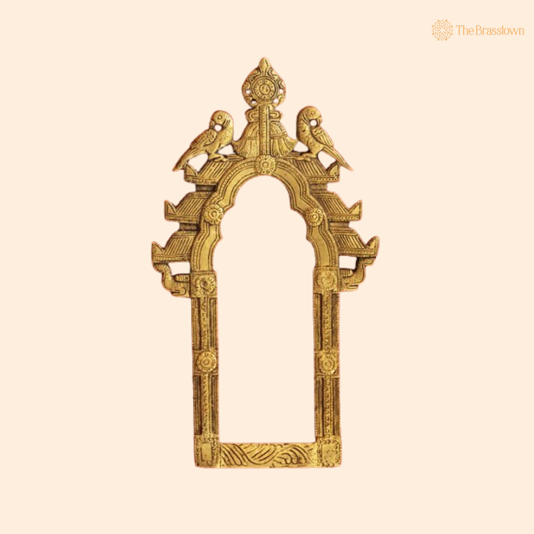 Brass Arch Frame with Parrots – A Traditional Masterpiece 10 Inch