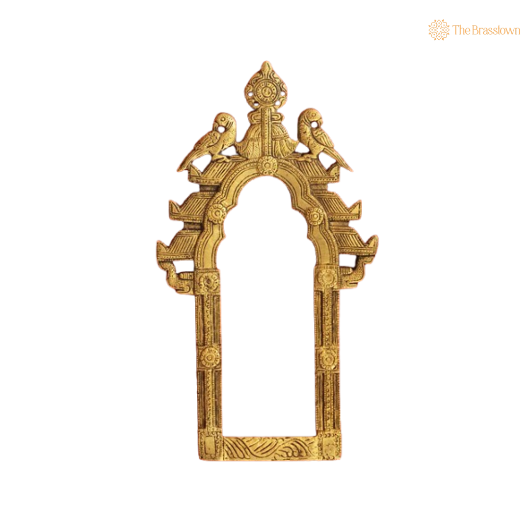 Brass Arch Frame with Parrots – A Traditional Masterpiece 10 Inch