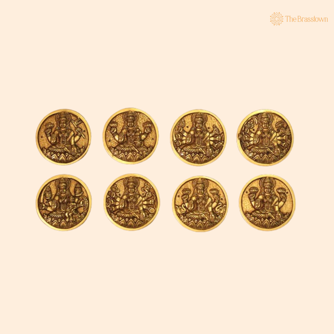 Brass Ashta Lakshmi Coins – Divine Grace in Every Coin