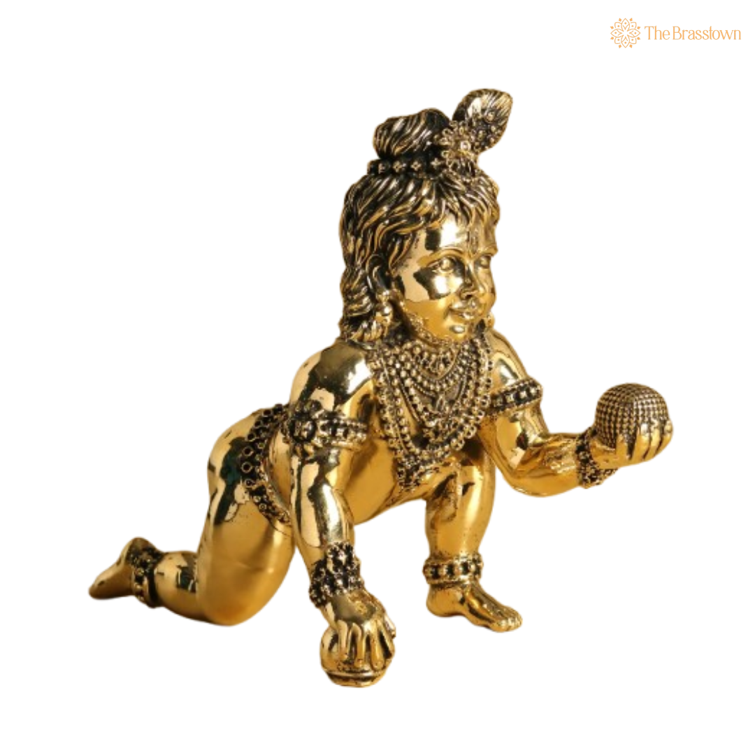 Brass Baby Krishna Idol 6 Inch