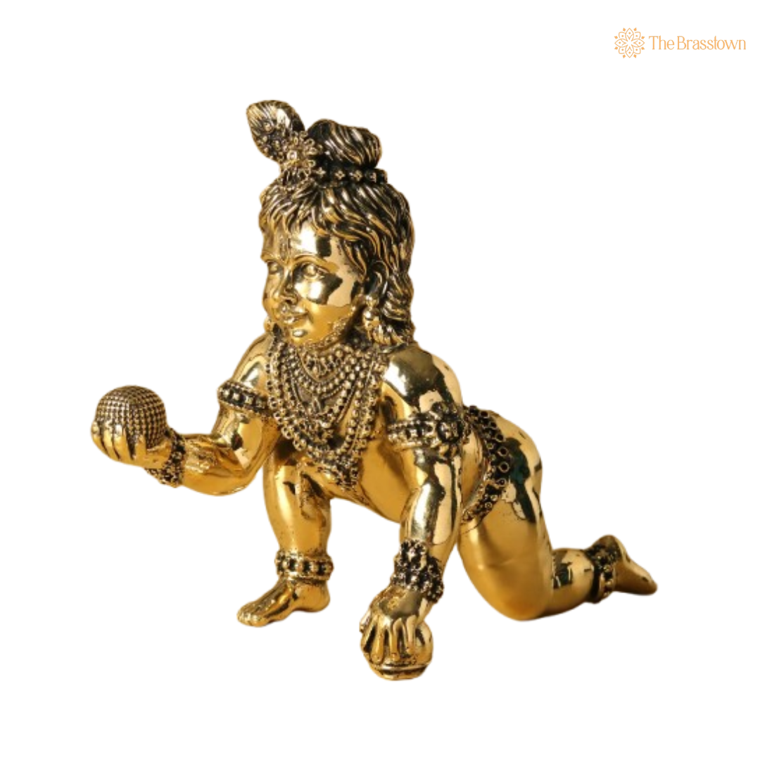 Brass Baby Krishna Idol 6 Inch