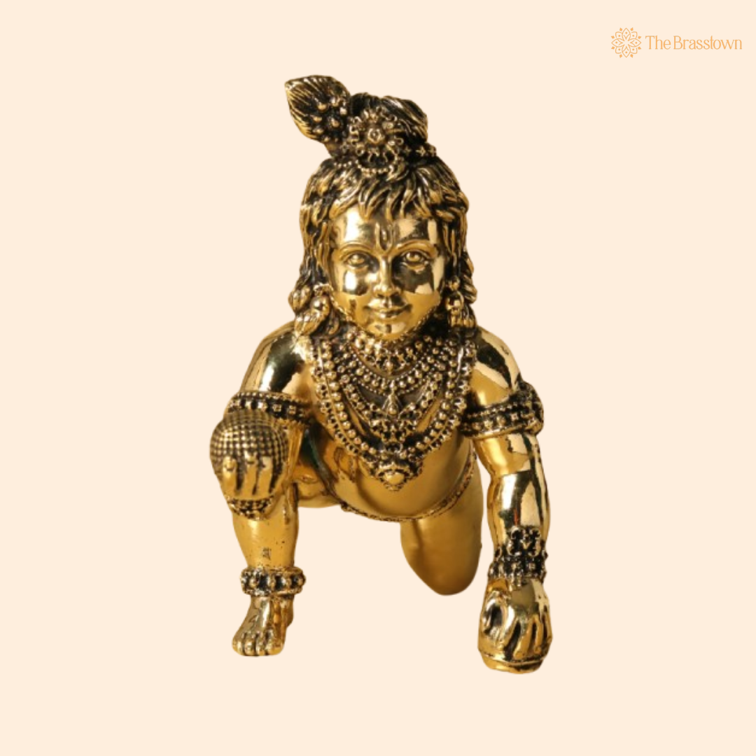 Brass Baby Krishna Idol 6 Inch