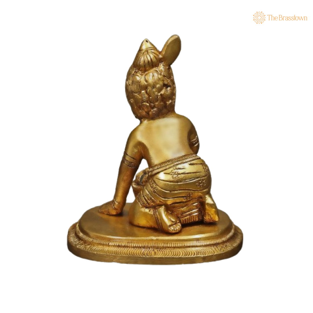 Brass Baby Krishna with Makhan Handi Idol 3 Inch