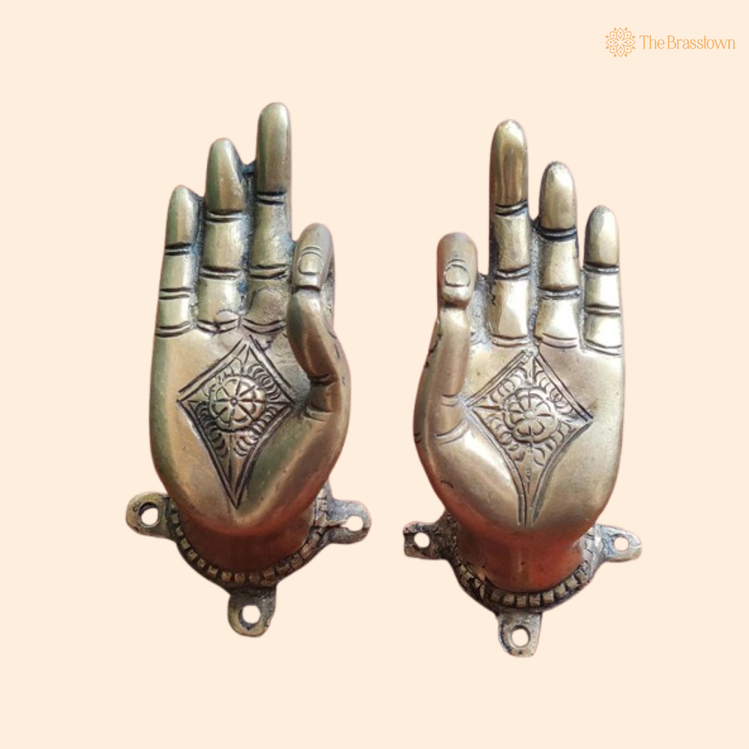 Brass Blessing Hands Wall Décor – Symbol of Grace and Protection 6 Inch