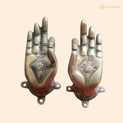 Brass Blessing Hands Wall Décor – Symbol of Grace and Protection 6 Inch