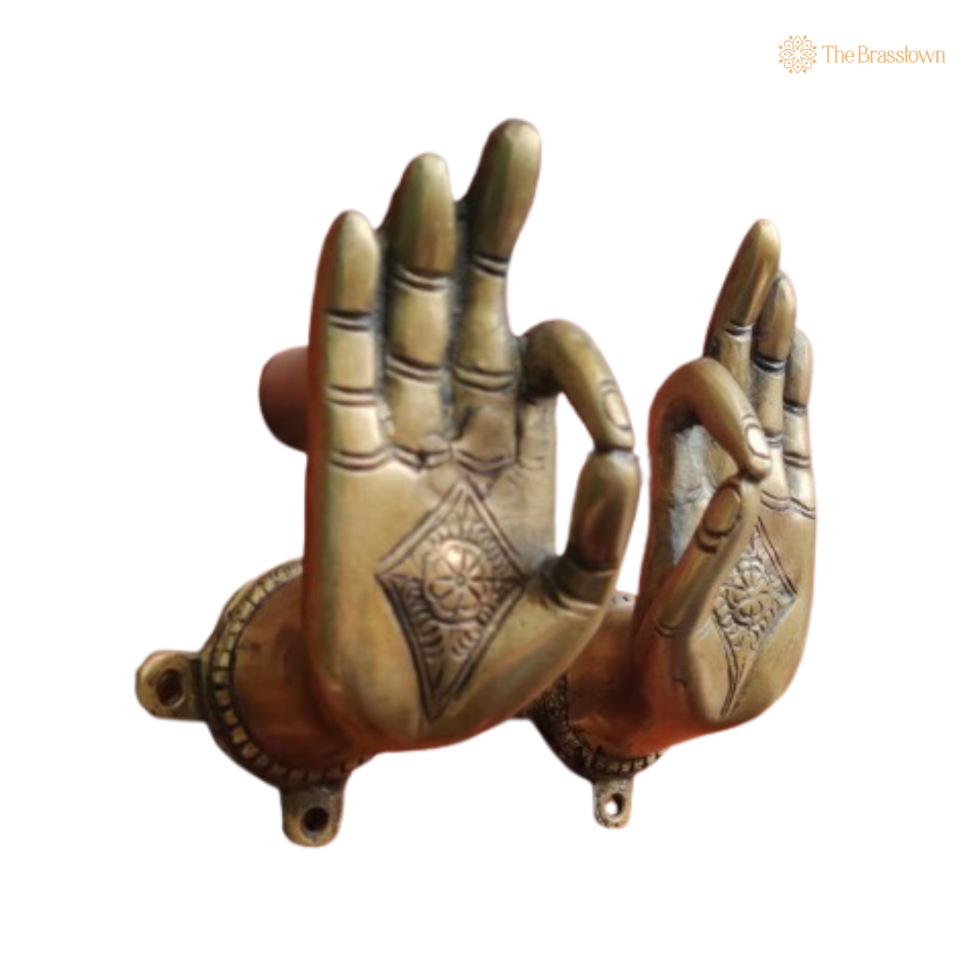 Brass Blessing Hands Wall Décor – Symbol of Grace and Protection 6 Inch