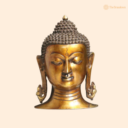 Brass Buddha Bust – A Symbol of Serenity and Enlightenment 11 Inch