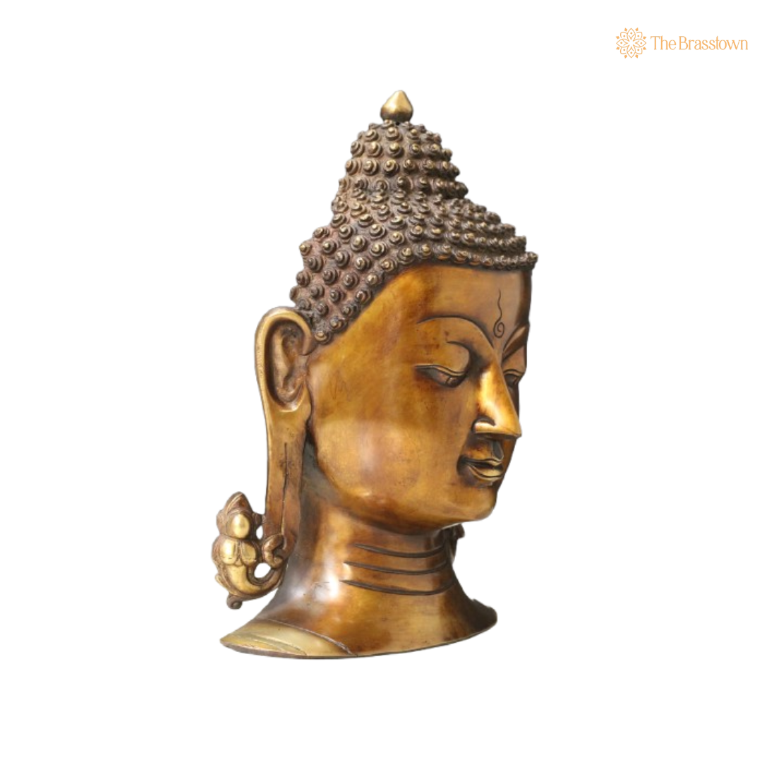 Brass Buddha Bust – A Symbol of Serenity and Enlightenment 11 Inch
