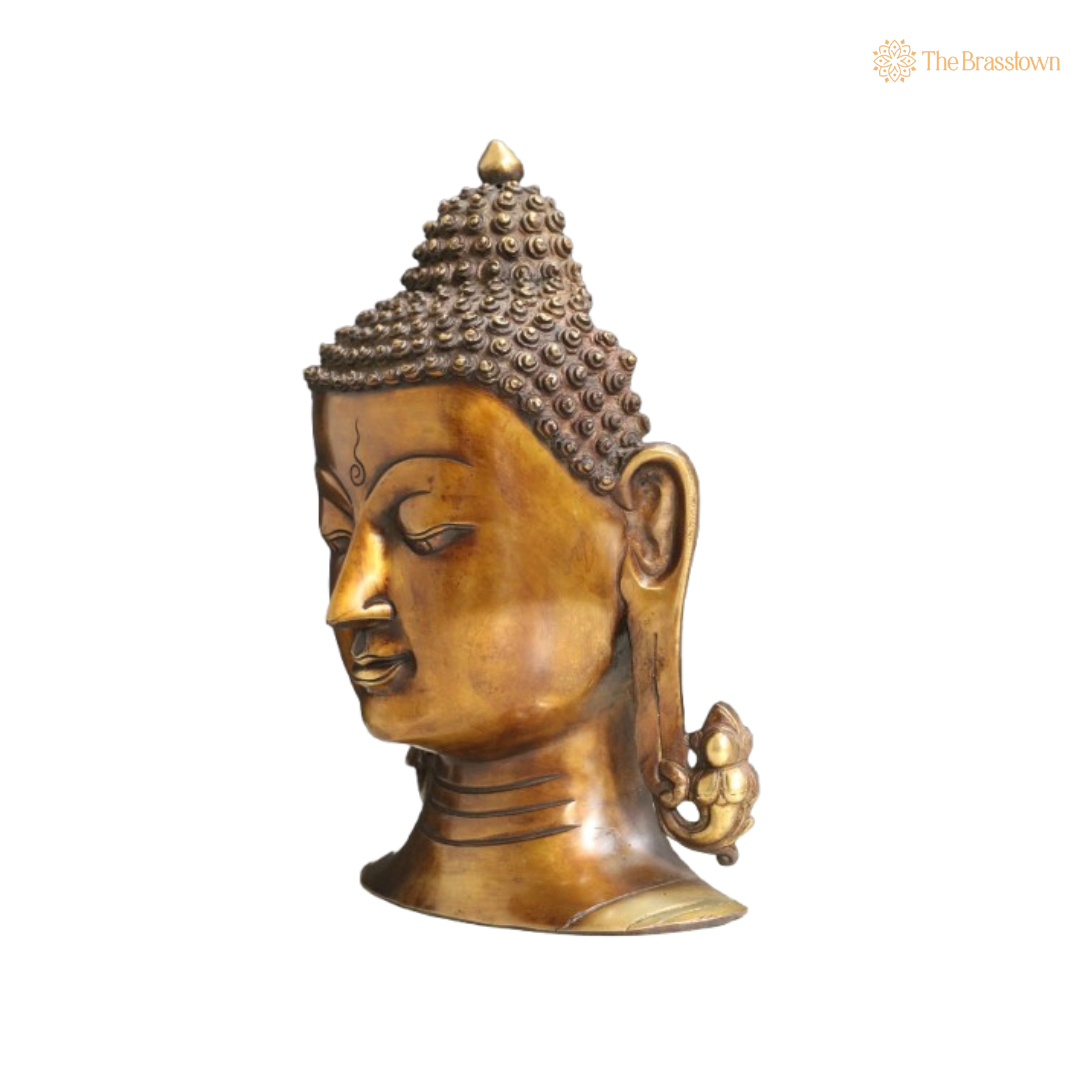 Brass Buddha Bust – A Symbol of Serenity and Enlightenment 11 Inch