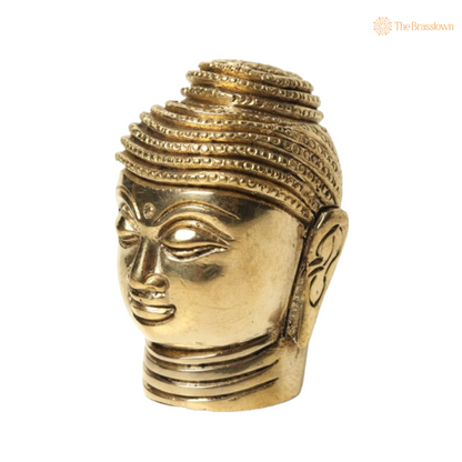 Brass Buddha Head Statue 2 Inch