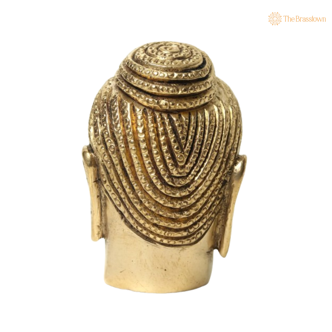 Brass Buddha Head Statue 2 Inch