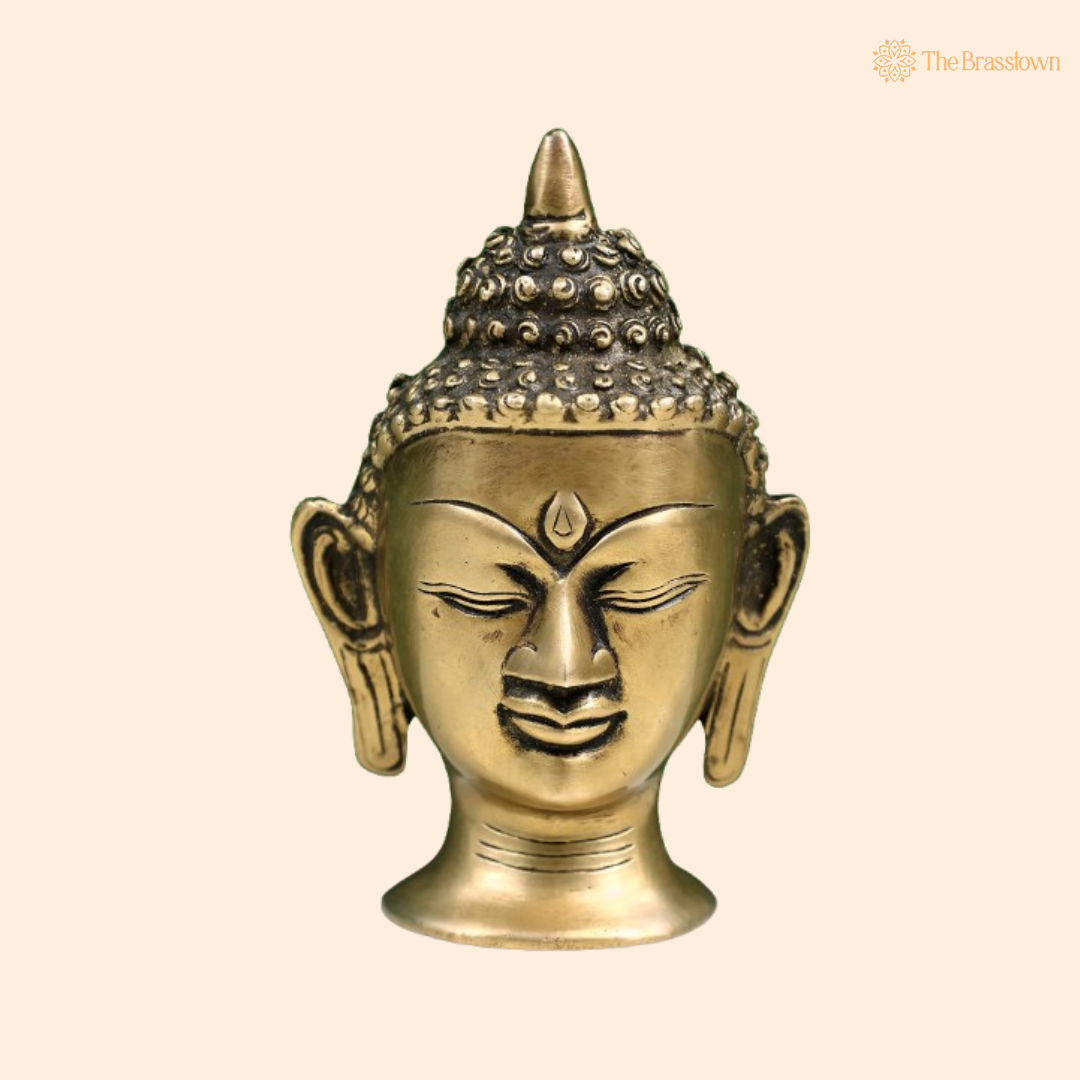 Brass Buddha Head – A Symbol of Tranquility and Inner Peace 5 Inch
