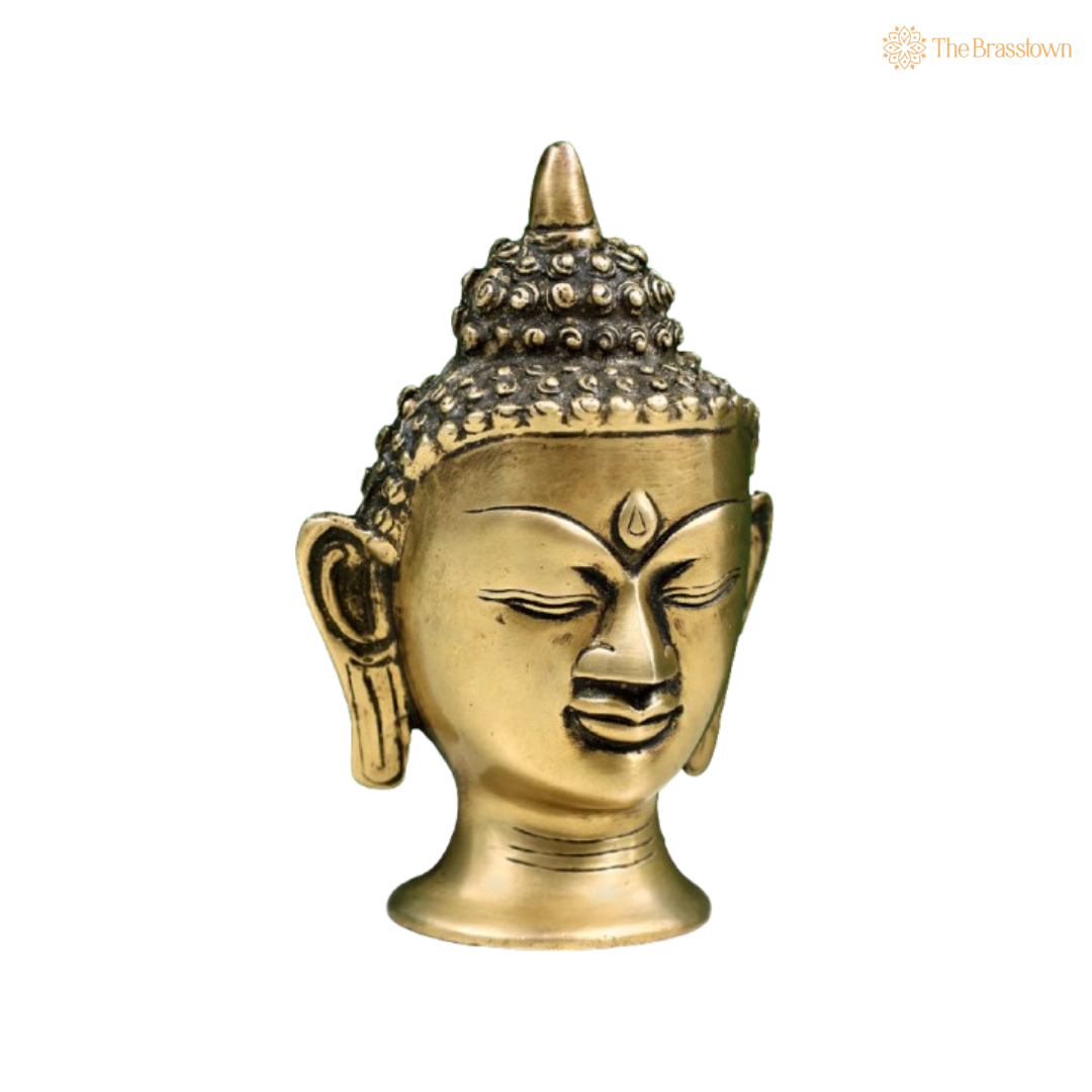 Brass Buddha Head – A Symbol of Tranquility and Inner Peace 5 Inch