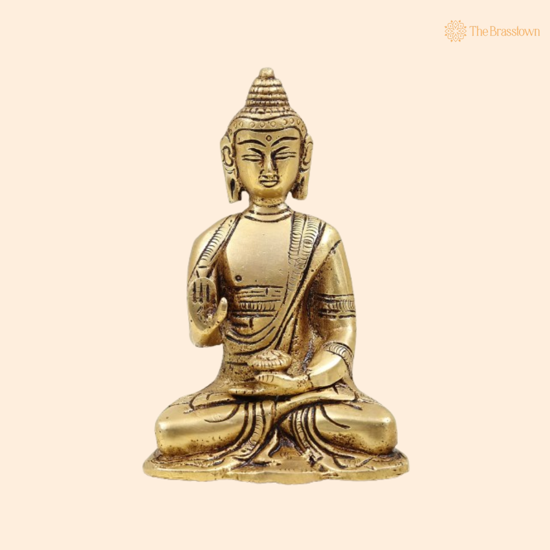 Brass Buddha Idol – A Symbol of Peace and Enlightenment 4 Inch
