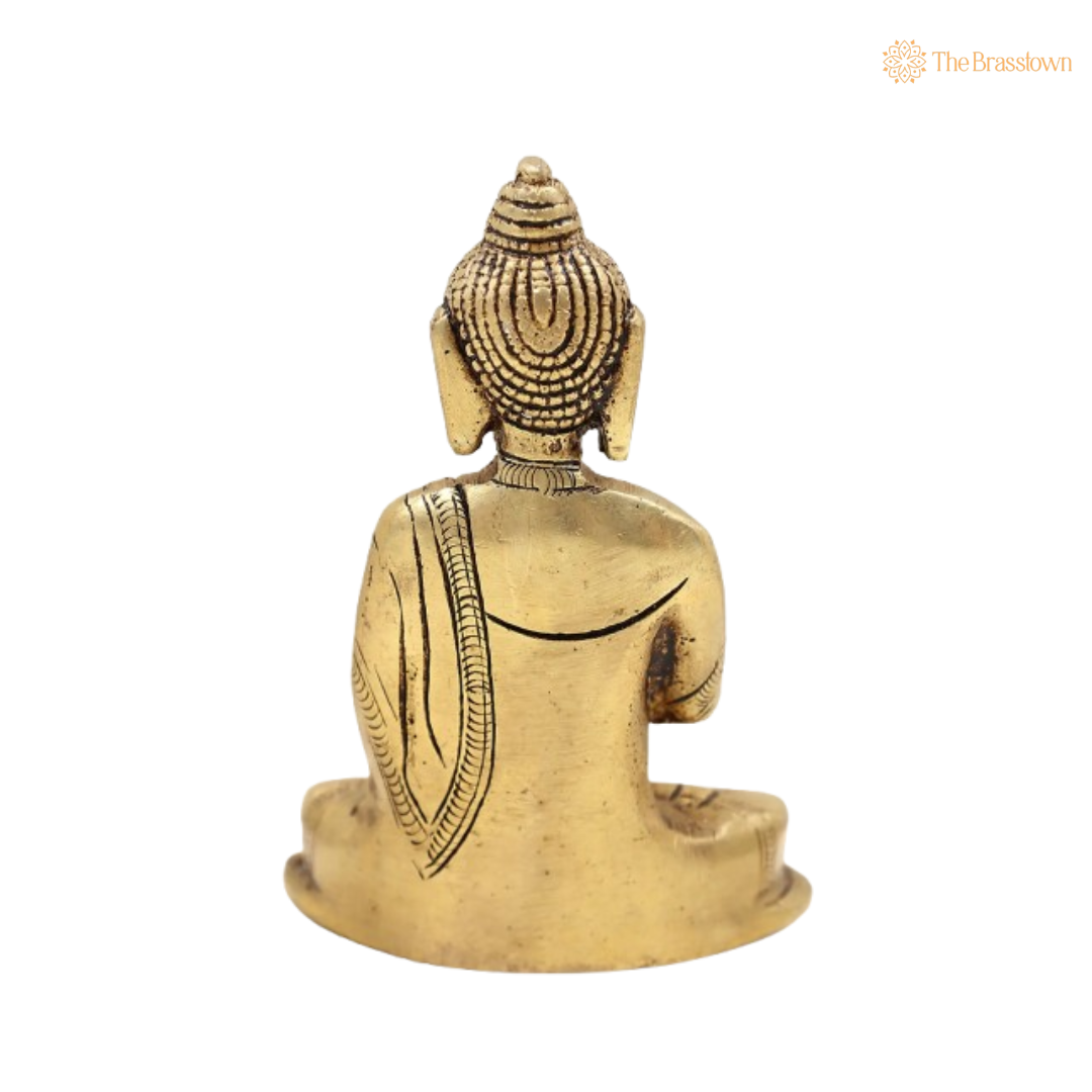 Brass Buddha Idol – A Symbol of Peace and Enlightenment 4 Inch