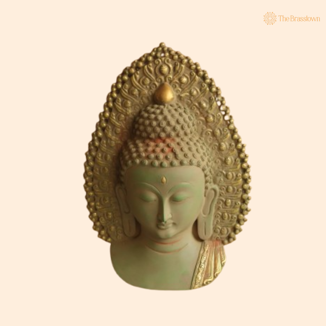 Brass Buddha Wall Hanging – Symbol of Serenity and Enlightenment 13.5 Inch