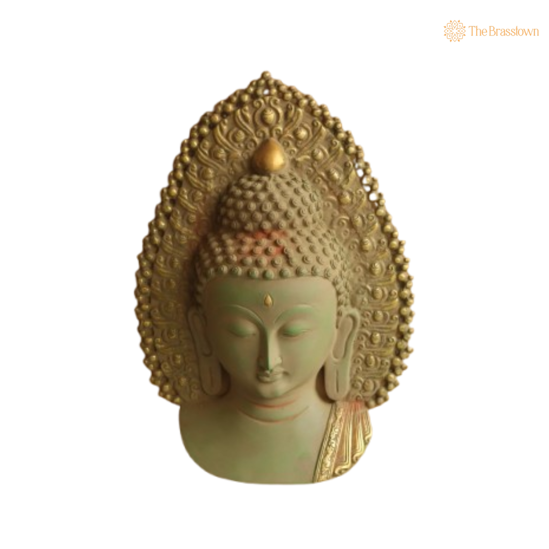 Brass Buddha Wall Hanging – Symbol of Serenity and Enlightenment 13.5 Inch