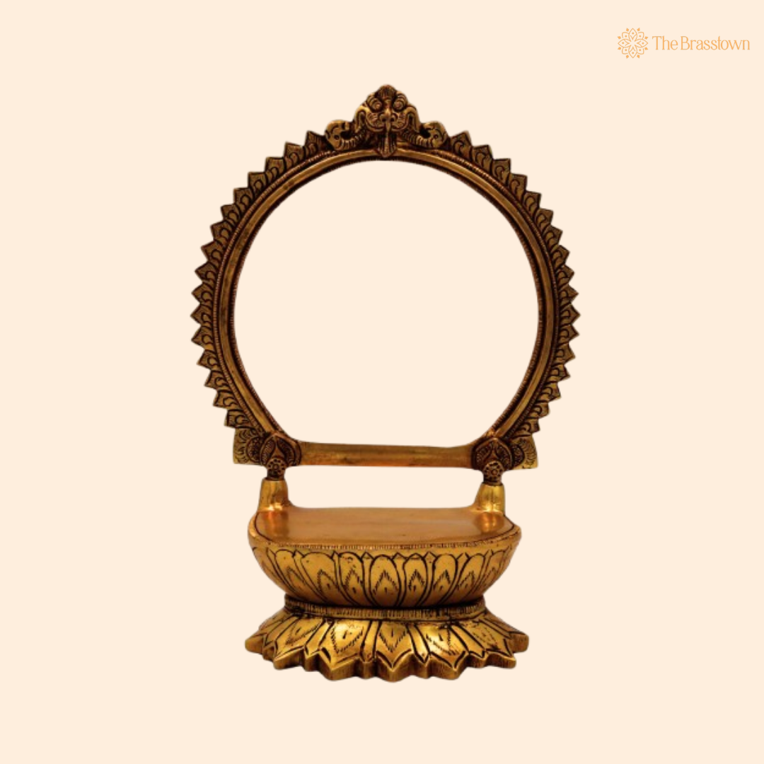 Brass Circular Frame with Lotus Base 10.5 Inch