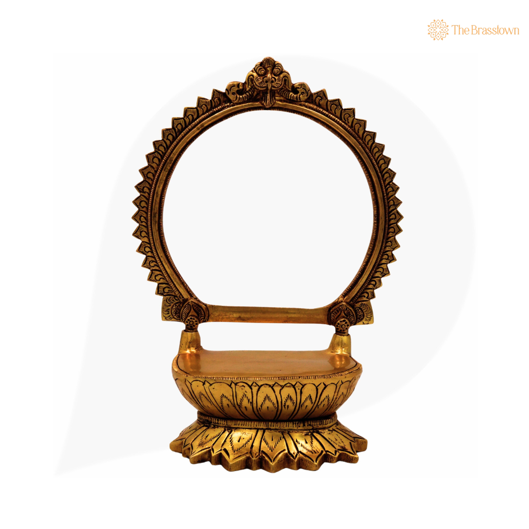 Brass Circular Frame with Lotus Base 10.5 Inch