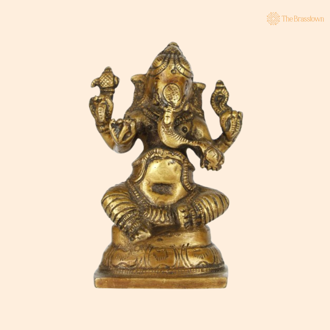 Brass Dancing Ganesha Idol – A Symbol of Joy and Prosperity 3 Inch
