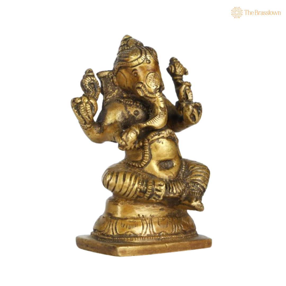 Brass Dancing Ganesha Idol – A Symbol of Joy and Prosperity 3 Inch