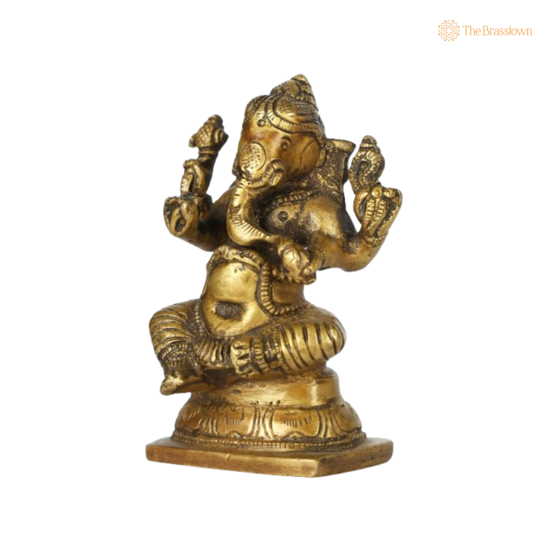 Brass Dancing Ganesha Idol – A Symbol of Joy and Prosperity 3 Inch