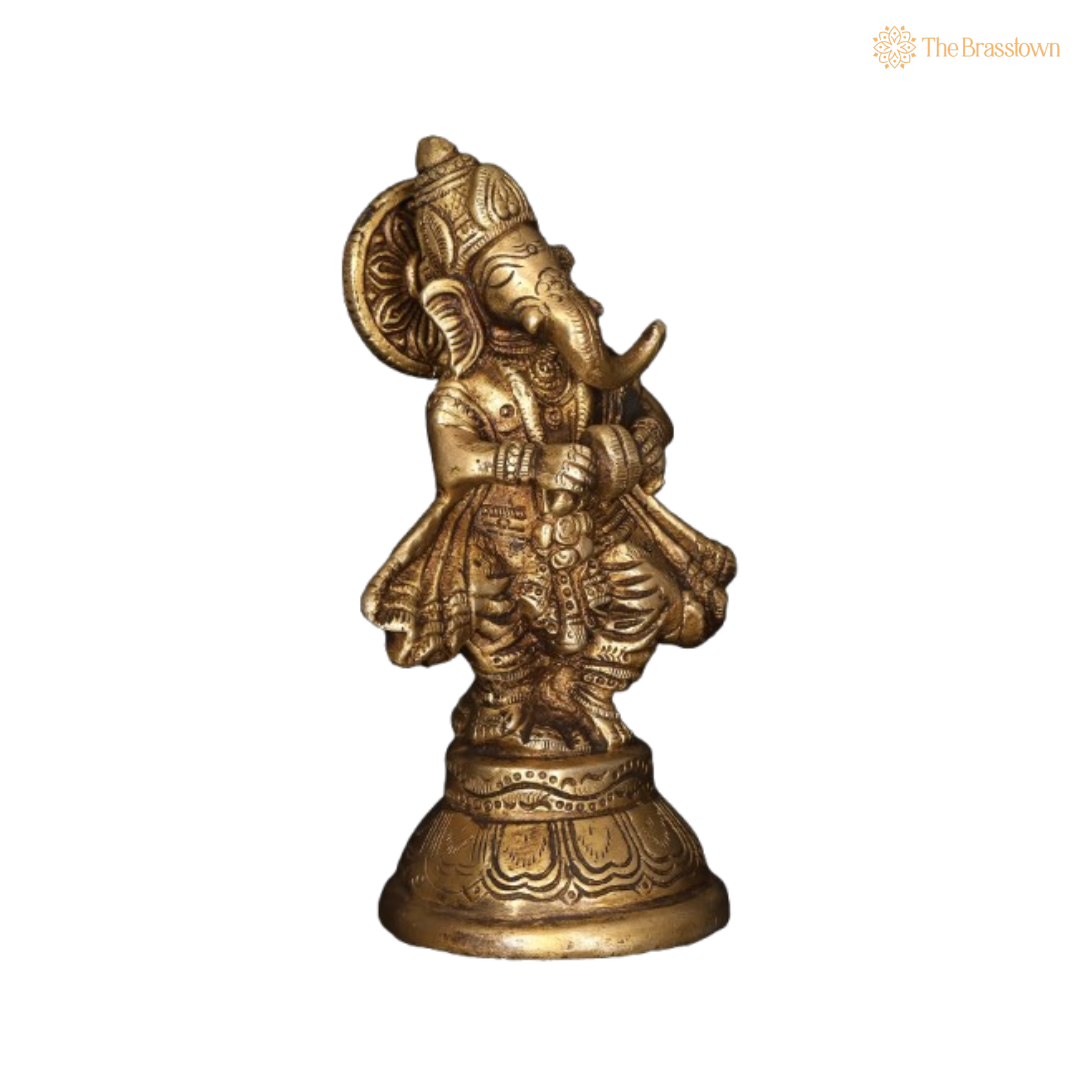 Brass Dancing Ganesha Idol – Artistic & Decorative 6 Inch