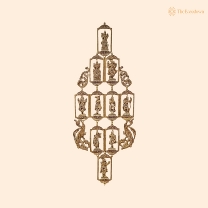 Brass Dasavatar Wall Hanging – A Divine Showcase of Vishnu&