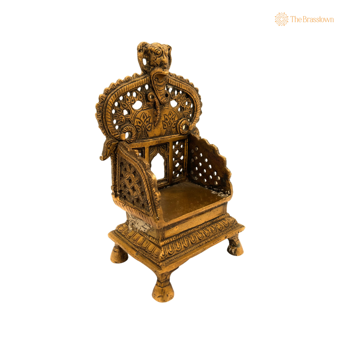 Brass Decorative Throne – A Regal Pedestal for Your Deities 7 Inch