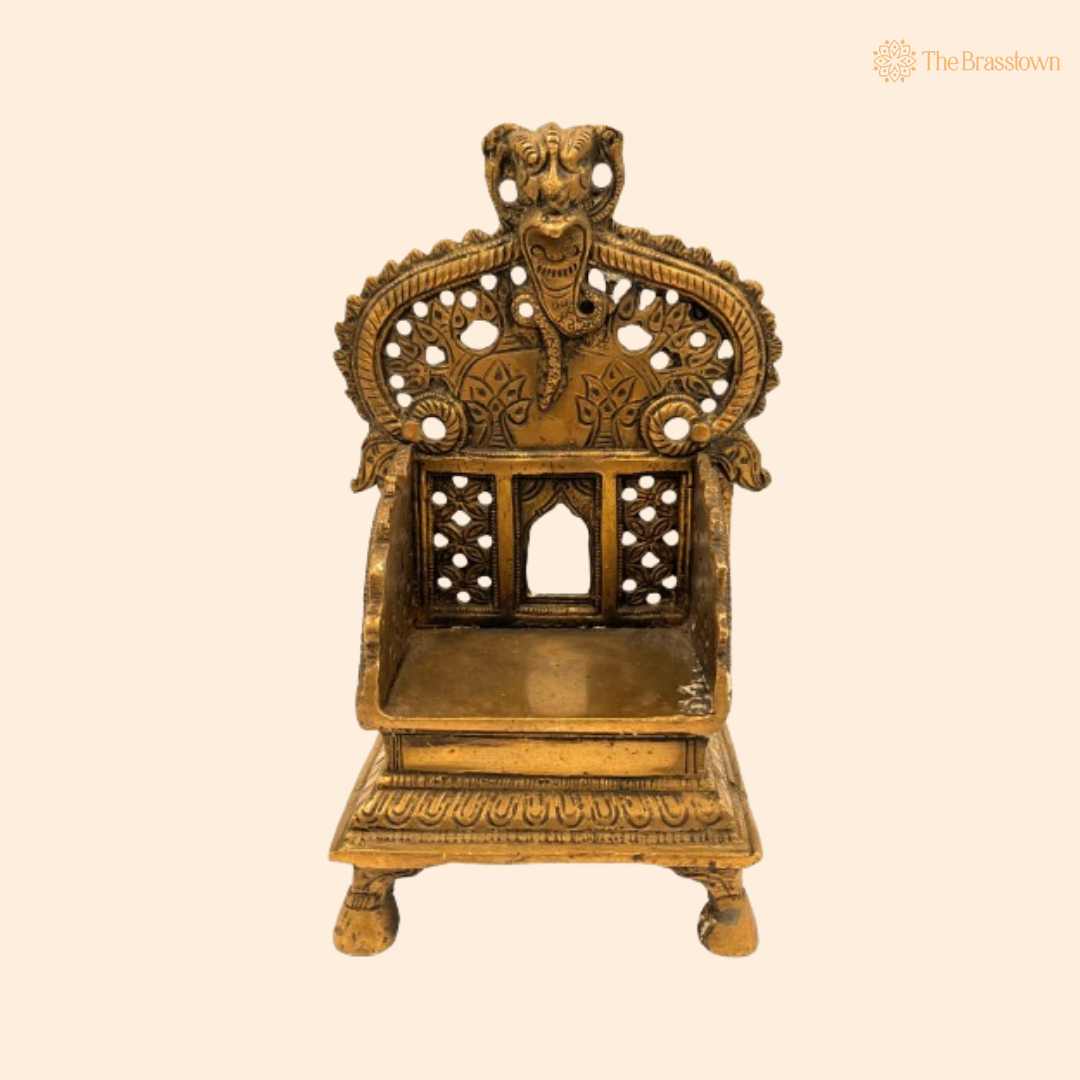 Brass Decorative Throne – A Regal Pedestal for Your Deities 7 Inch