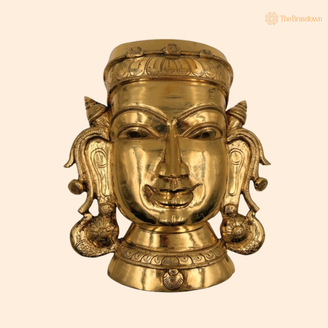 Brass Devi Face Wall Hanging 12.5 Inch