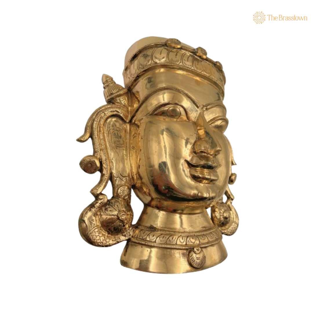 Brass Devi Face Wall Hanging 12.5 Inch
