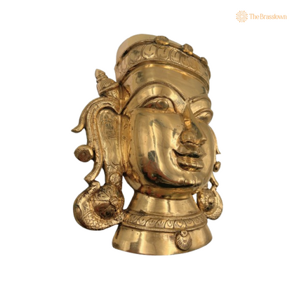 Brass Devi Face Wall Hanging 12.5 Inch