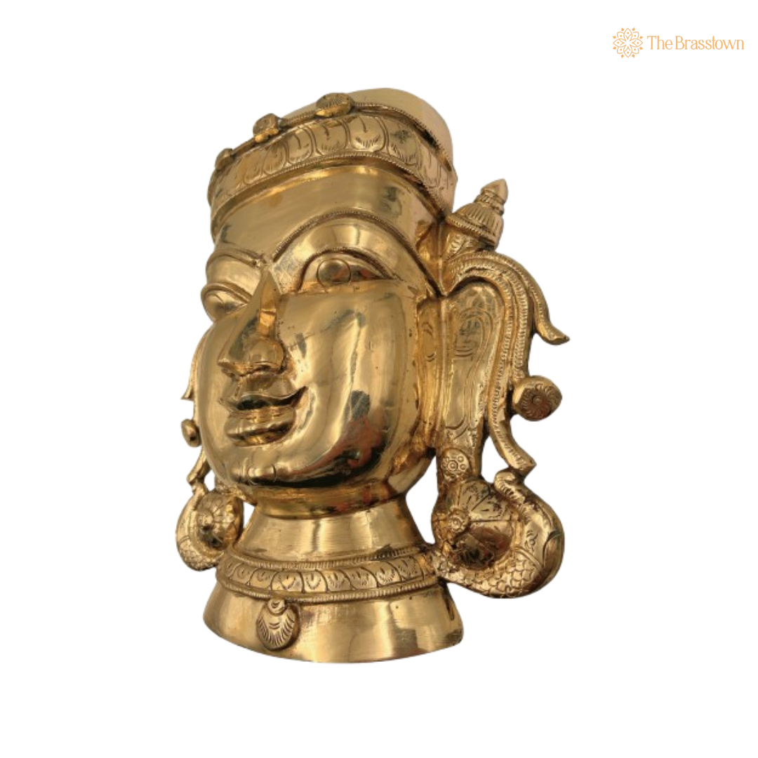 Brass Devi Face Wall Hanging 12.5 Inch