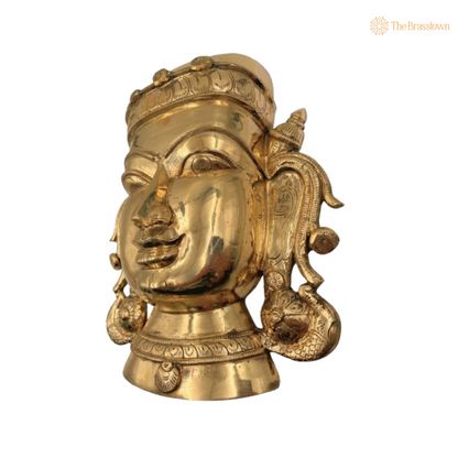 Brass Devi Face Wall Hanging 12.5 Inch