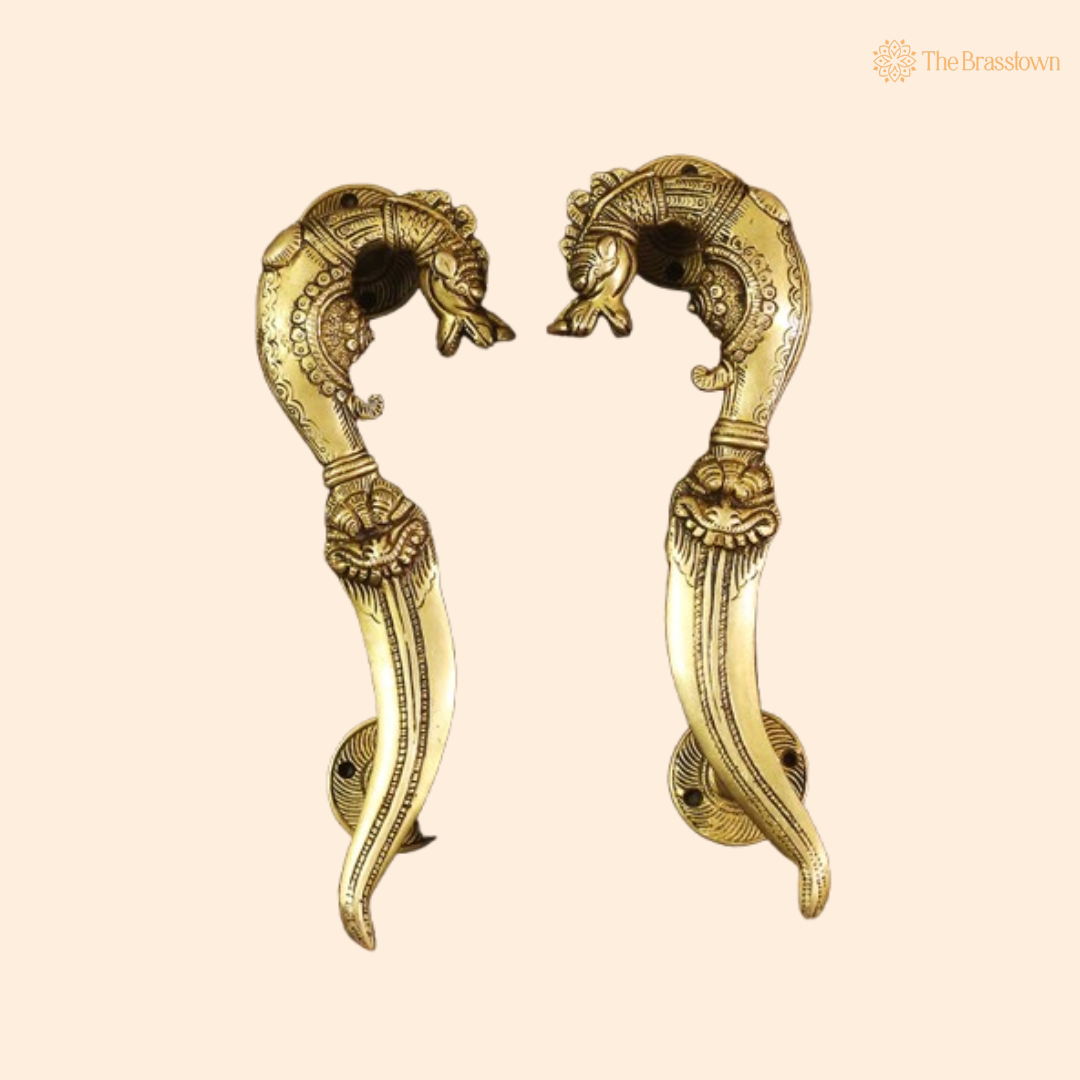 Brass Elephant Head Door Handles – Regal Elegance for Your Doors 10.5 Inch
