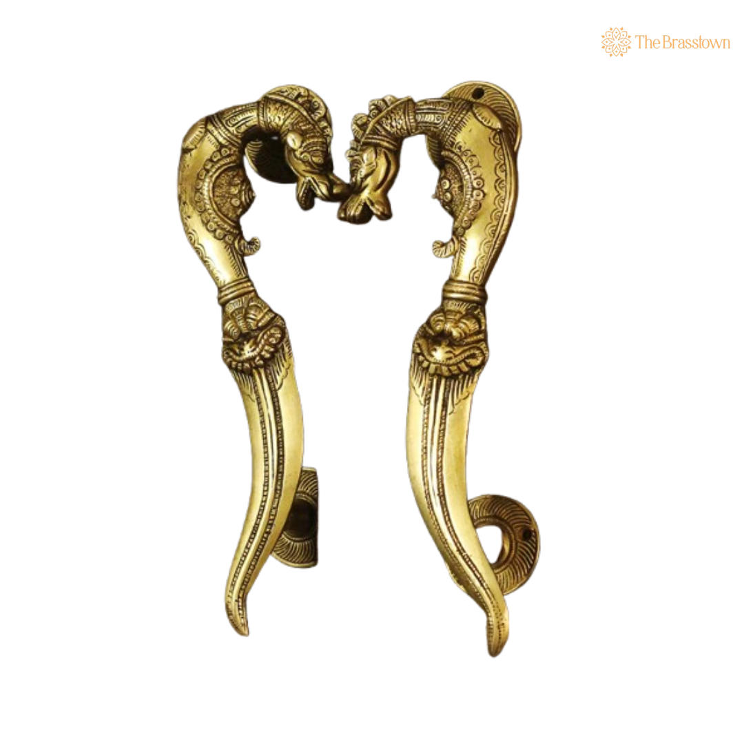 Brass Elephant Head Door Handles – Regal Elegance for Your Doors 10.5 Inch