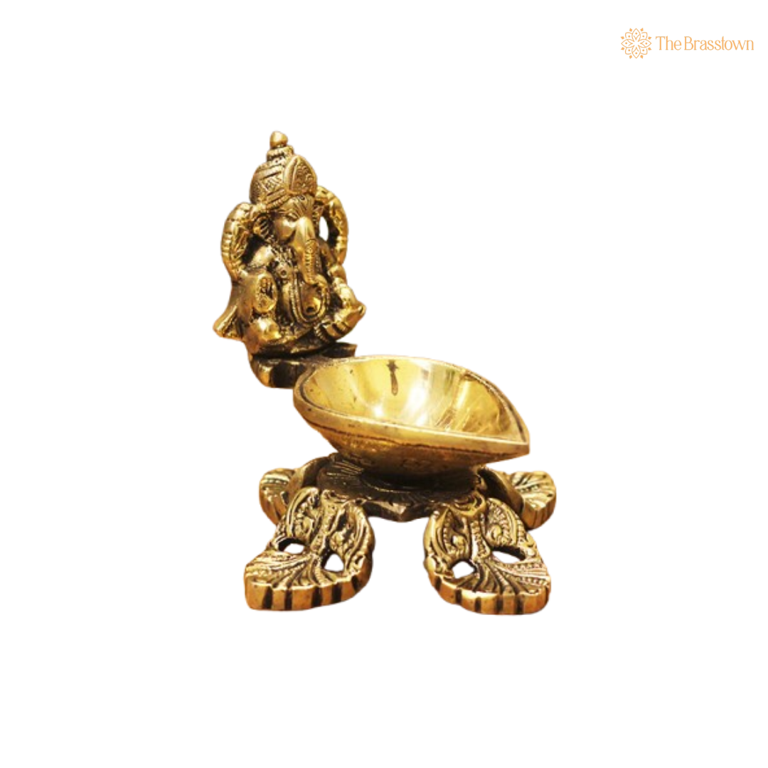 Brass Ganesha Diya Lamp 4.5 Inch