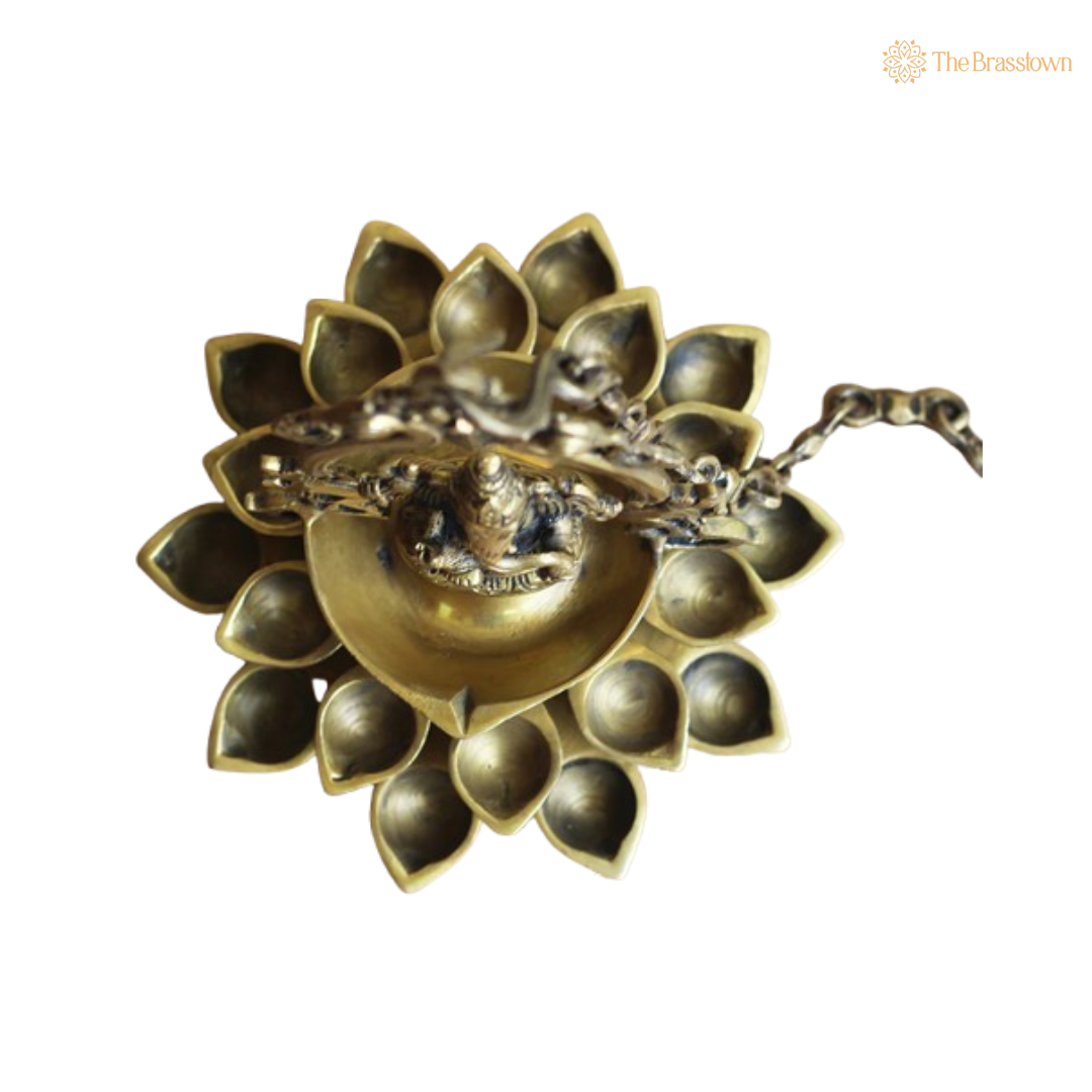 Brass Ganesha Hanging Diya Lamp 11.5 Inch