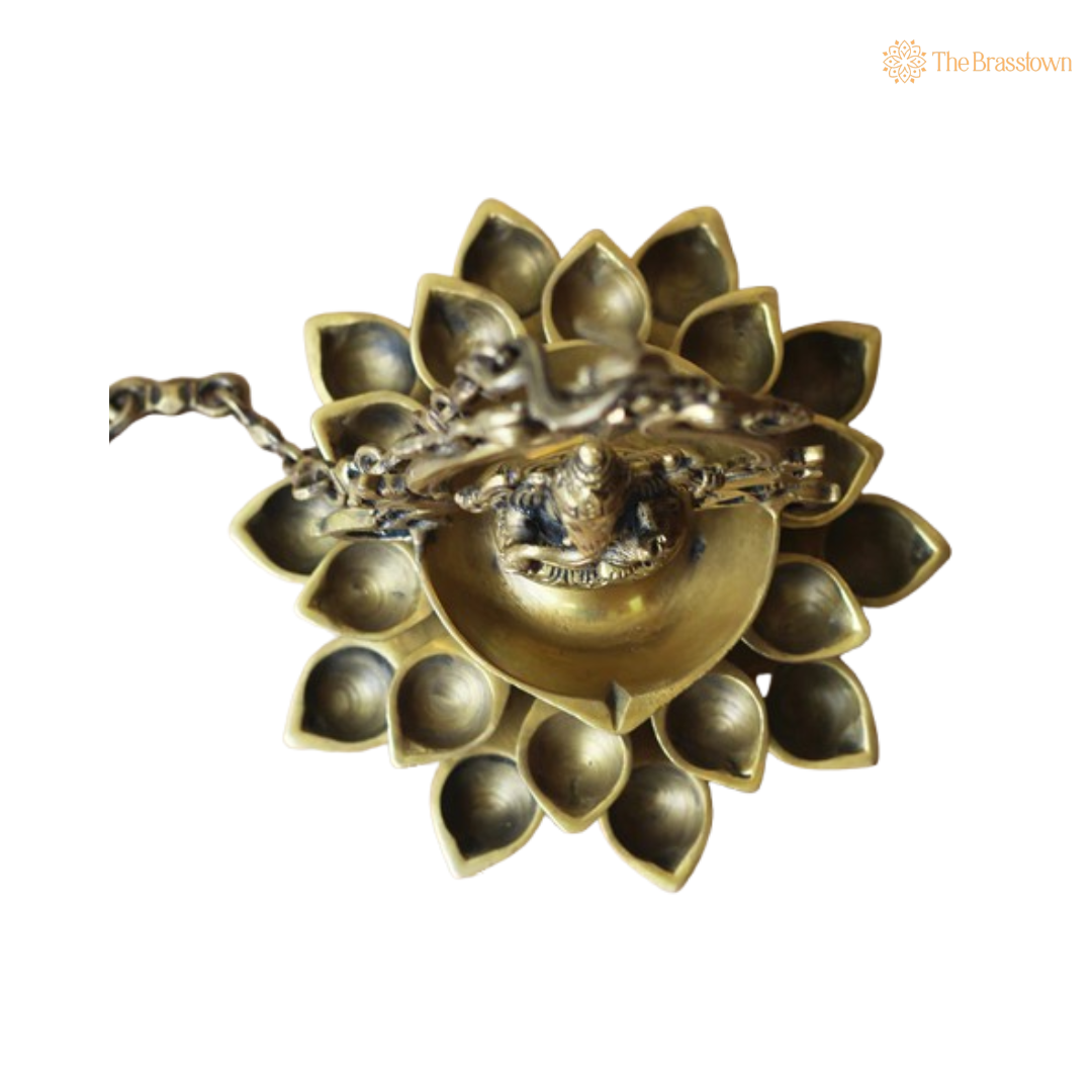 Brass Ganesha Hanging Diya Lamp 11.5 Inch