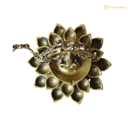 Brass Ganesha Hanging Diya Lamp 11.5 Inch