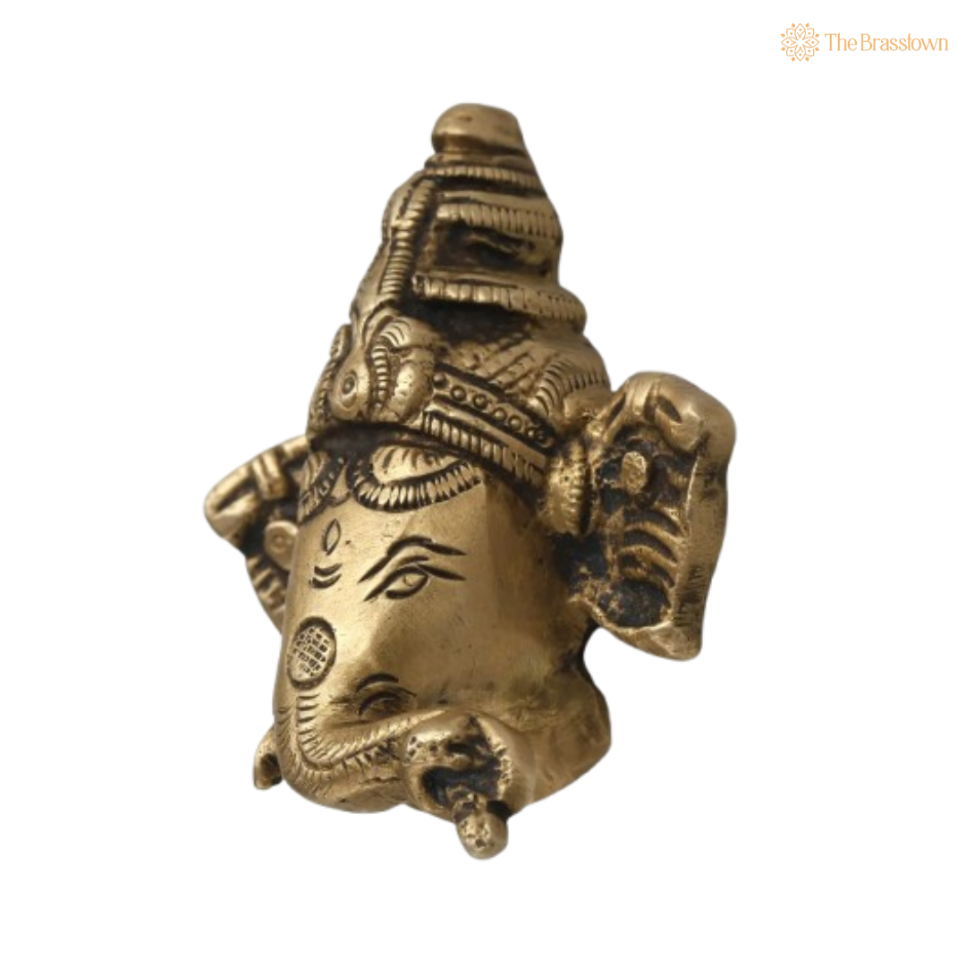 Brass Ganesha Head Idol – Traditional & Elegant 6 Inch